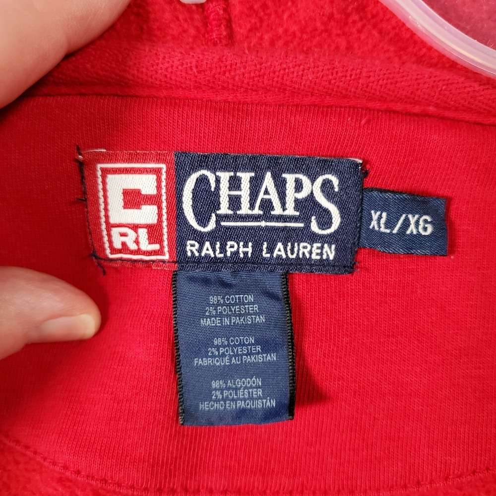 Y2K Chaps Ralph Lauren Hoodie Mens XL Red Stitched‎ Logo Full Zip Casual Preppy - Picture 8 of 9